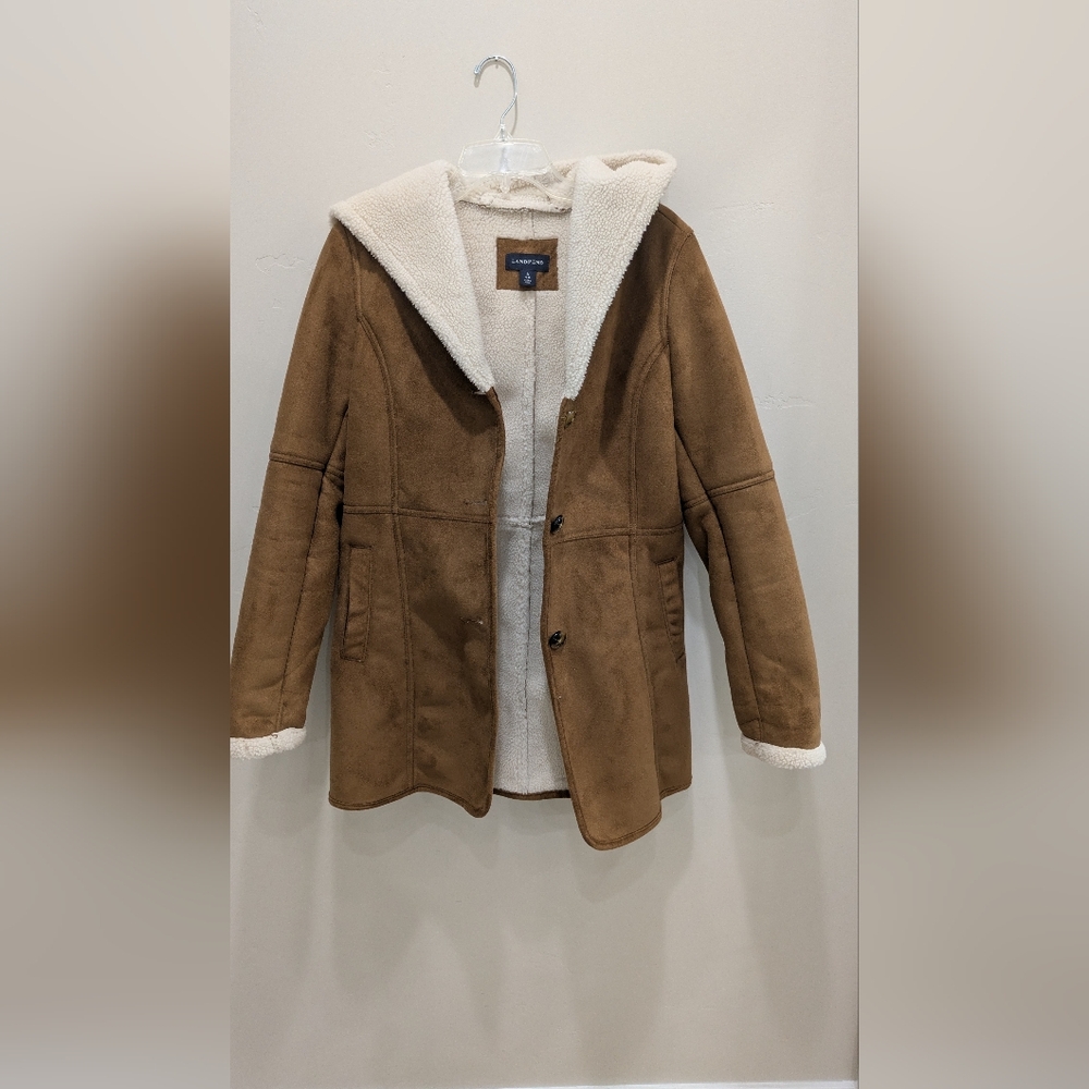 Suede Sherpa-Lined Coat